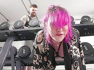 Shemale Pounding ~ Inked Slut Gets Hole Stretched at the Gym
